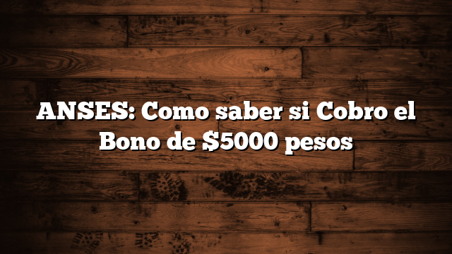 ANSES:  Como saber si Cobro el Bono de $5000 pesos