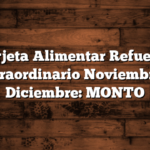 Tarjeta Alimentar Refuerzo Extraordinario Noviembre y Diciembre: MONTO