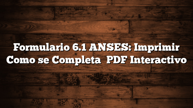 Formulario 6.1 ANSES: Imprimir  Como se Completa   PDF Interactivo